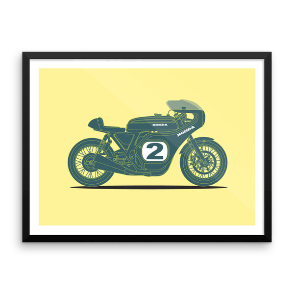 Vintage Honda cb750 Racer Illustration - Framed Art Print