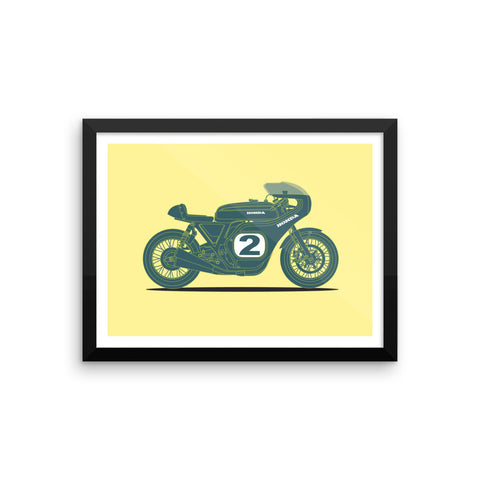 Vintage Honda cb750 Racer Illustration - Framed Art Print